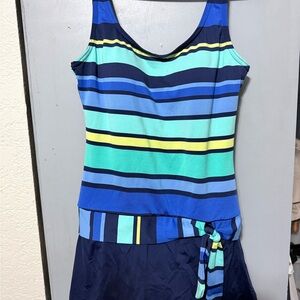 Jagermeister Women's One Piece - Blue and Yellow Stripes
